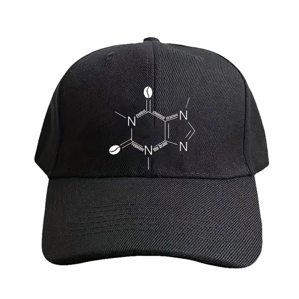 Baseball Cap Structured - Structure chimique de la caféine noire