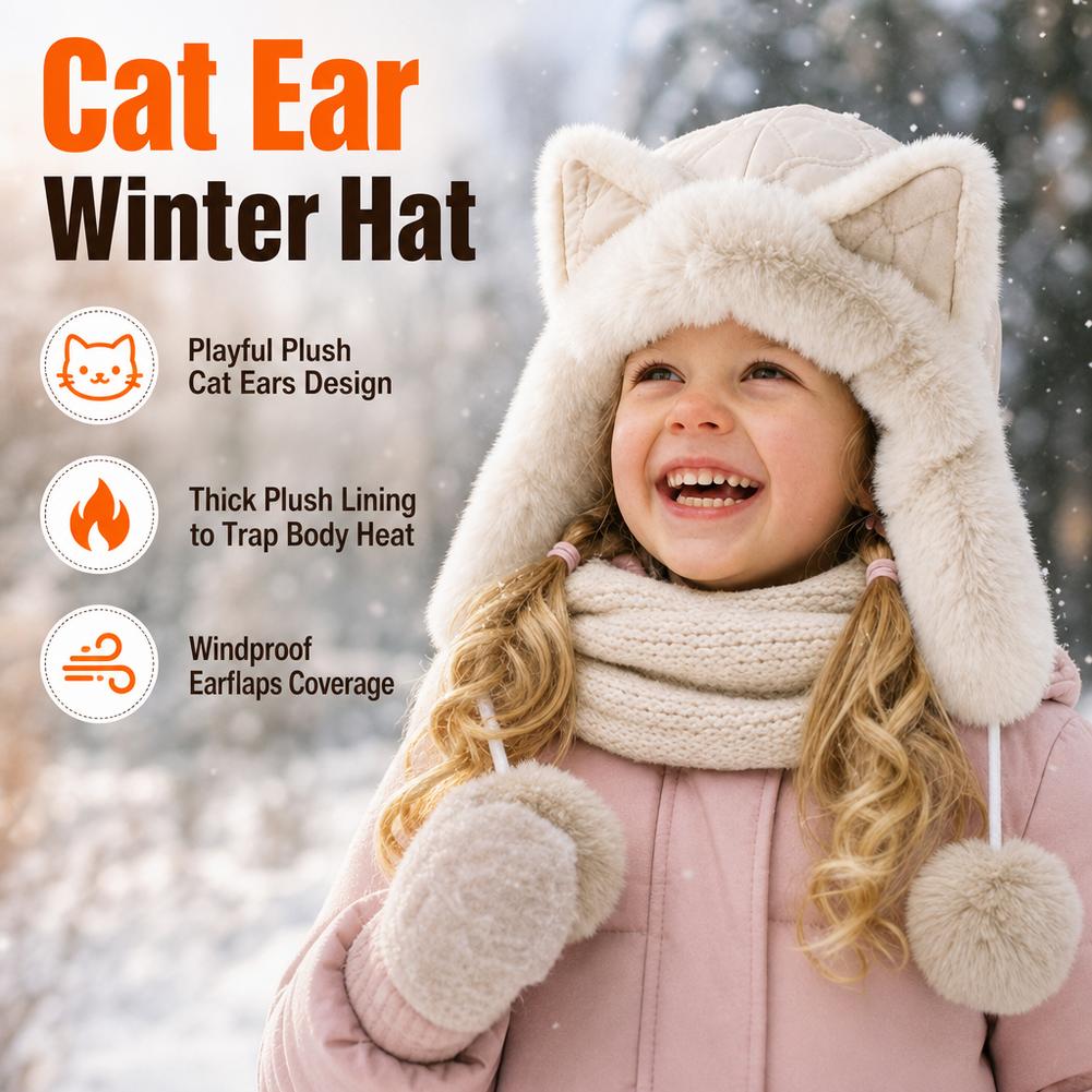 Winter Trapper Hat - Chapeau d'hiver en peluche avec oreilles