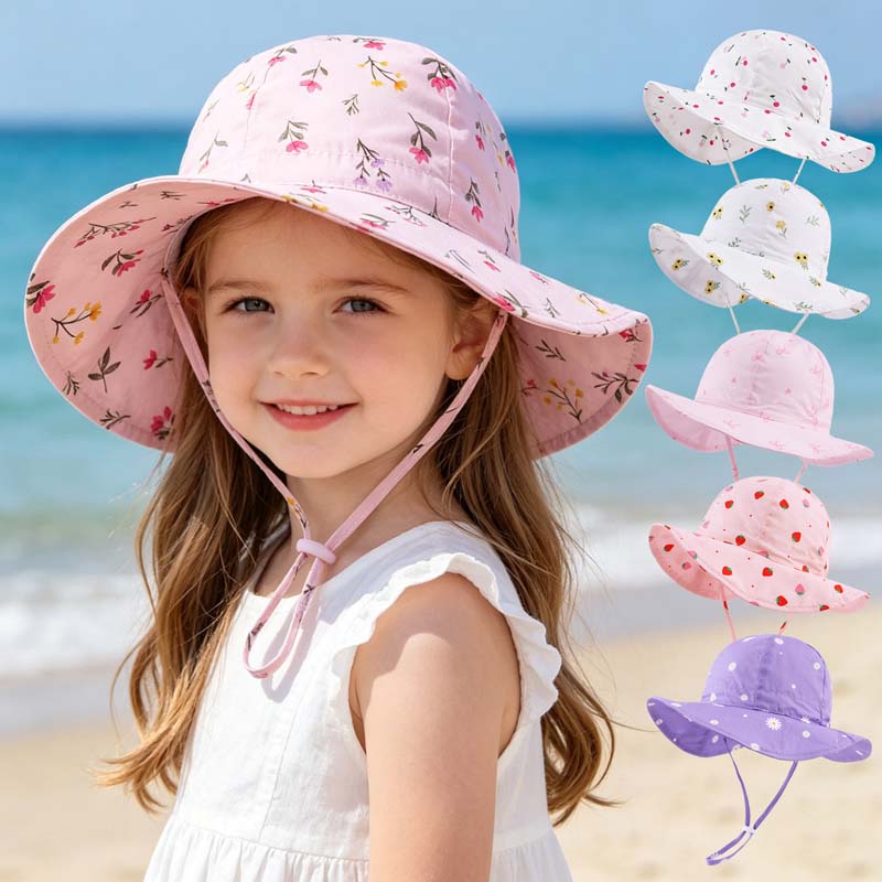 Bucket Hat Cotton - Chapeaux d'été imprimés pour filles 2026