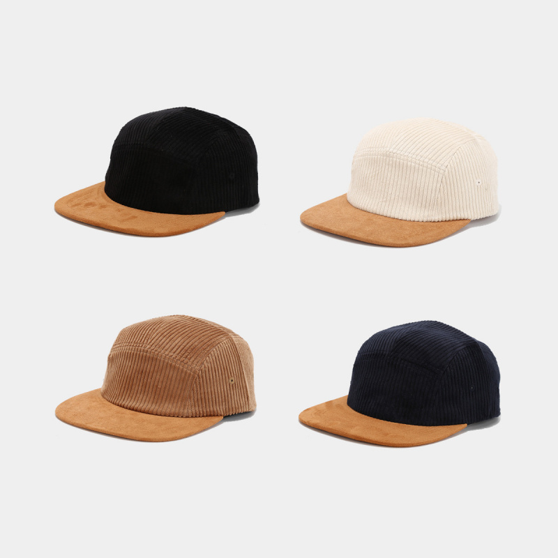 Corduroy Cap 5 Panel - Casquette rétro en velours côtelé à
