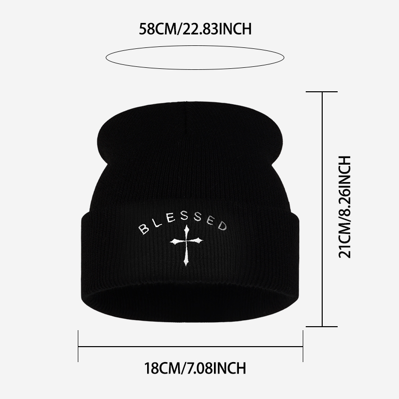 Bonnet brodé Croix Sainte, bon - Beanie Cuffed Knit avis et prix