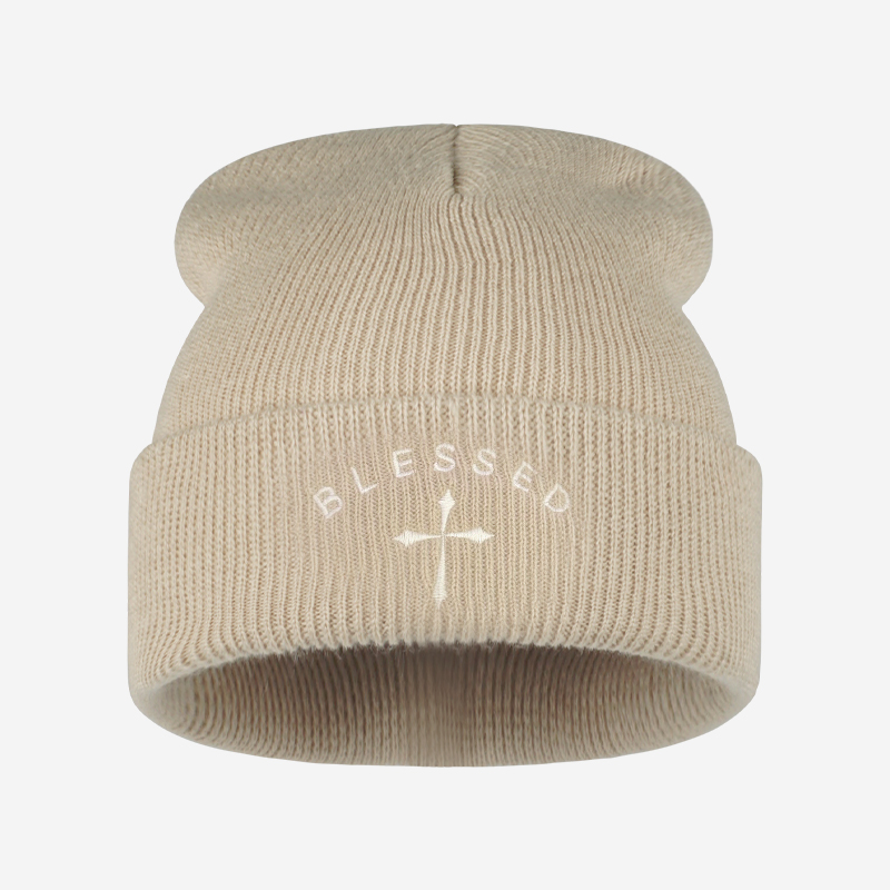 Bonnet brodé Croix Sainte, bon - Beanie Cuffed Knit avis et prix