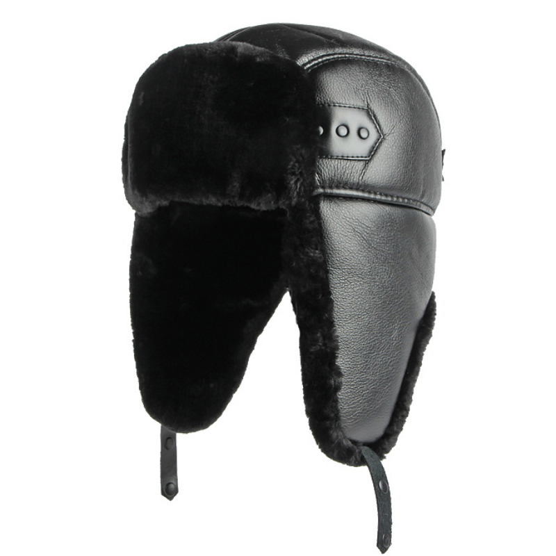 Chapeau d'hiver en cuir PU pou - Winter Trapper Hat avis et prix
