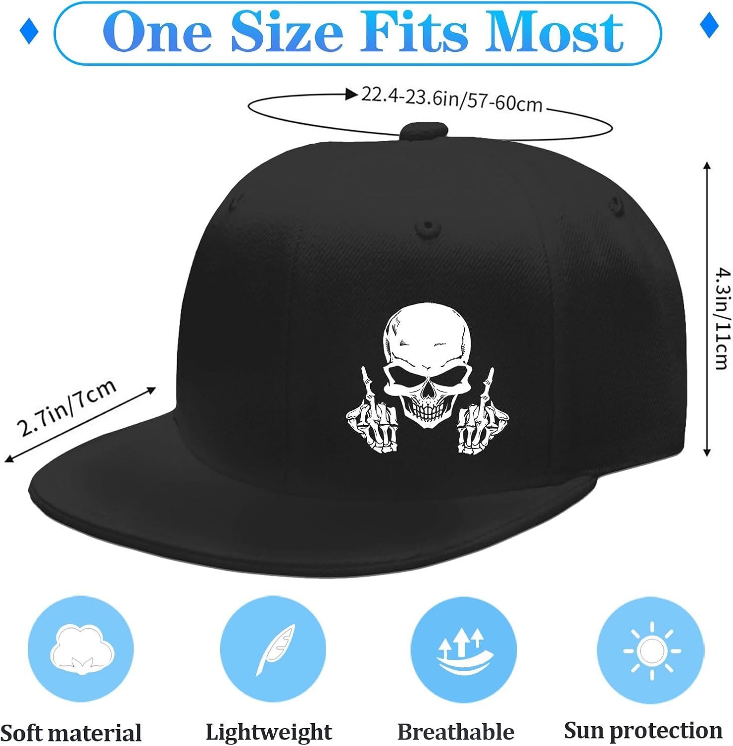 Crâne doigt moyen Snapback cha - Snapback Hat Flat avis et prix